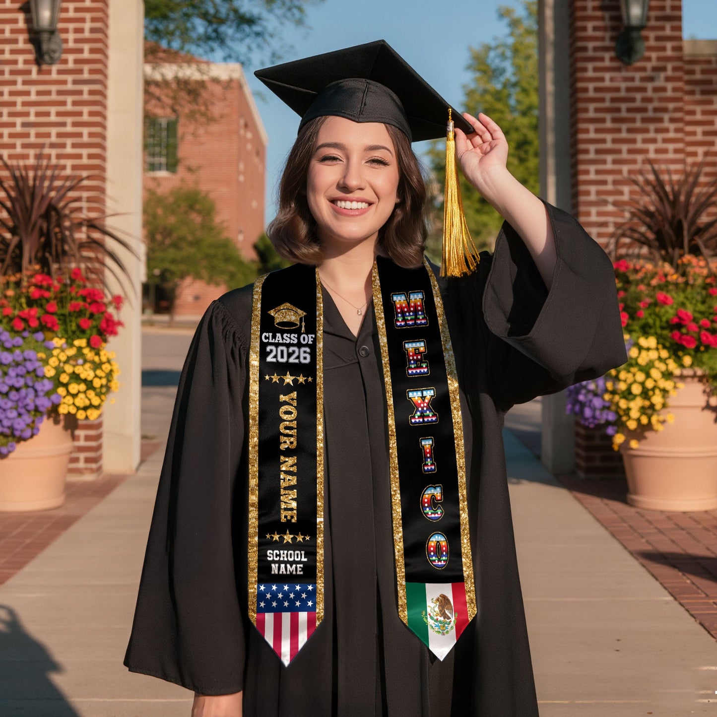 Mexico Graduate Stole 2026, Custom Personalized Sash for Graduation