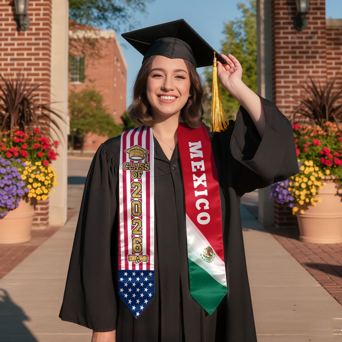 Mexico Graduation Stole 2026, Mexican Sash for Graduation Day, Class of 2026 Celebration