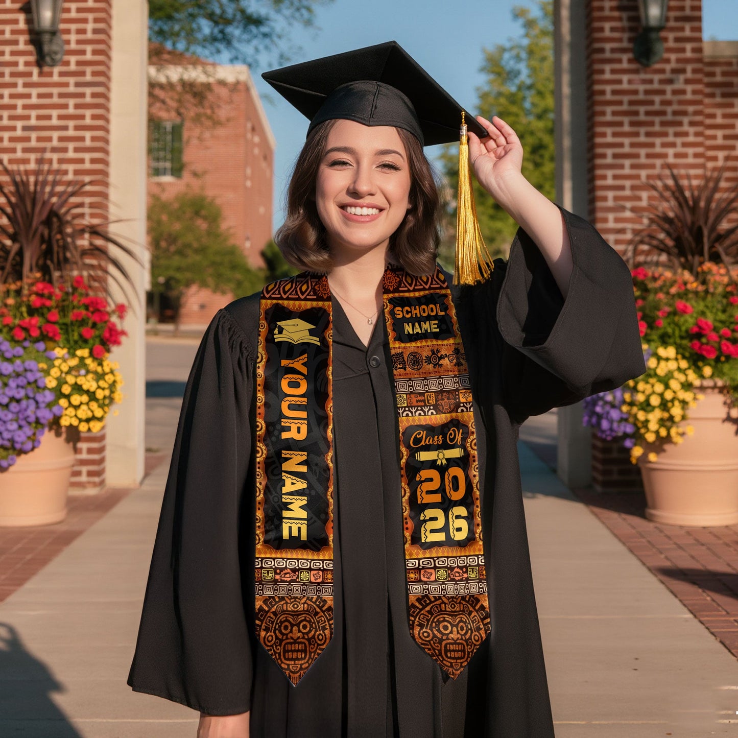 Custom Aztec Mexican Stole 2026, Mexico Graduation Sash for Graduate Success