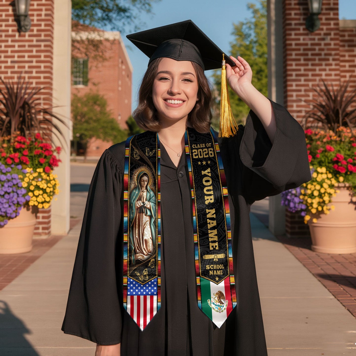 Mexican Aztec Graduate Sash 2026, Custom Mexico Graduation Stole Premium Finish