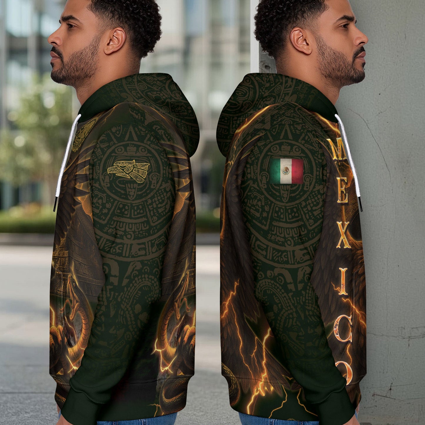 Mexican Aztec Cultural Heritage Eagle And Snake Mens Hoodie