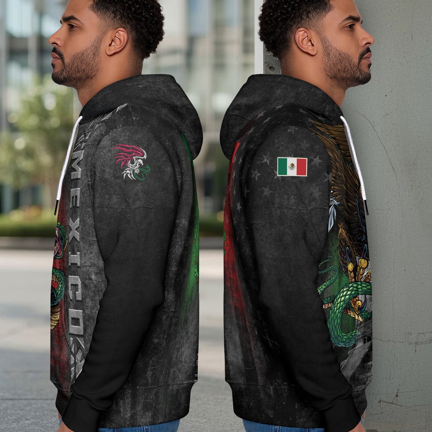 Mexican Warrior Aztec Eagle Snake Pyramid Mens Sudadera De Mexico Hoodie