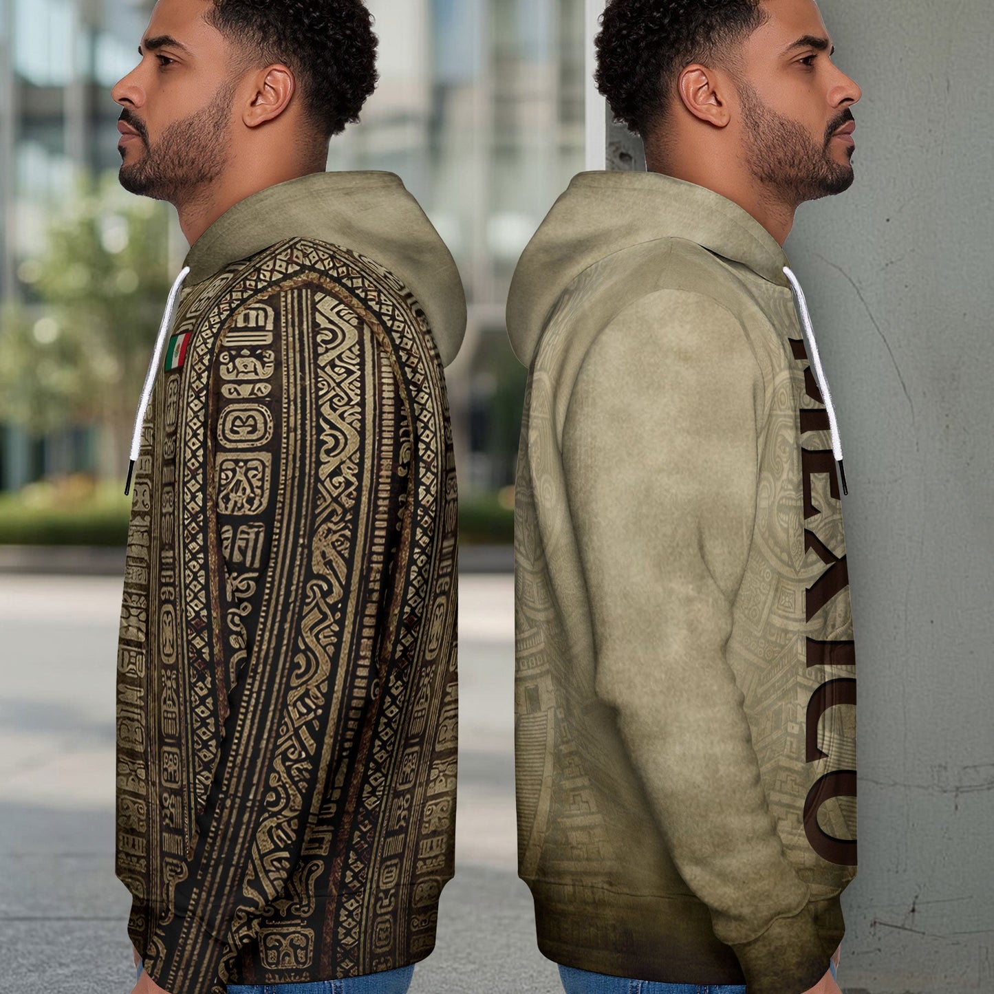Mexican Vintage Vertical Logo Aztec Heritage Mens Sudadera De Mexico Hoodie
