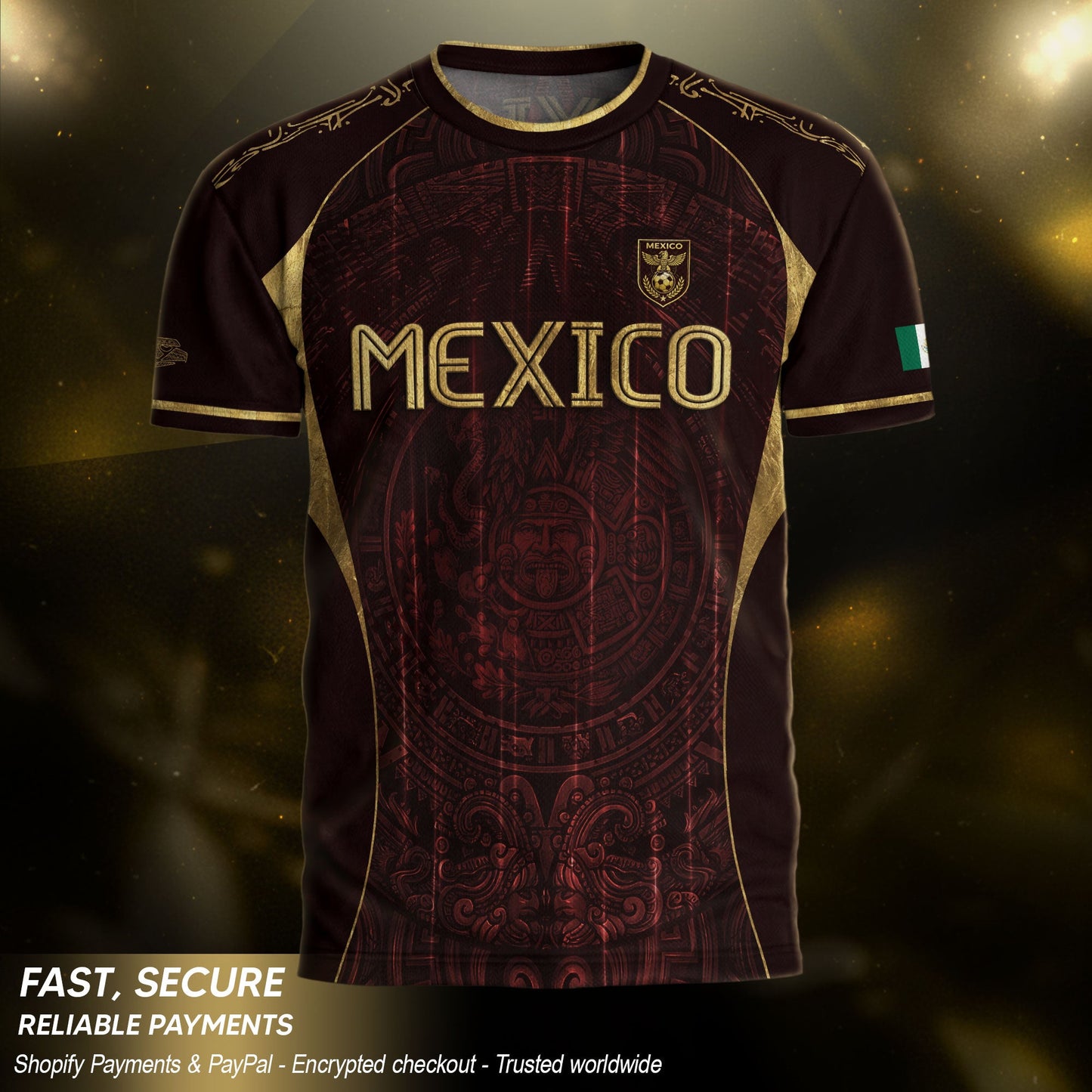 Mexico National Heritage Soccer Jersey Red Gold, Timeless Pride and Tradition
