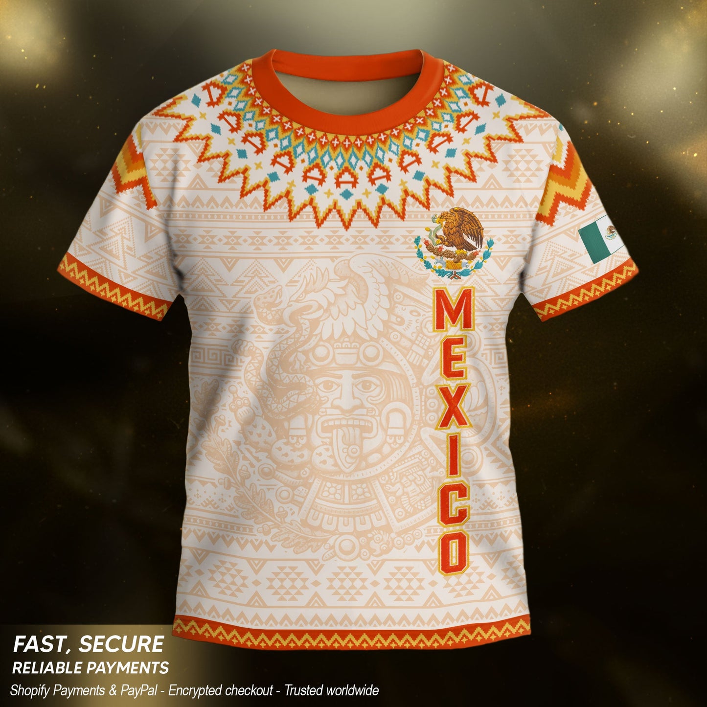 Beige Mexico Soccer Jersey Kids Set Aztec Calendar Mexican Youth Football Shirt Shorts