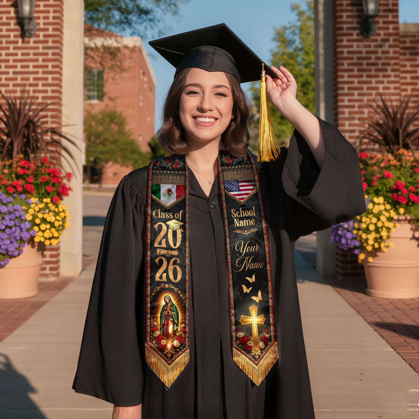 Mexican Graduation Stole 2026 Custom Mexican Graduation Sash, Mexican Flag Graduation