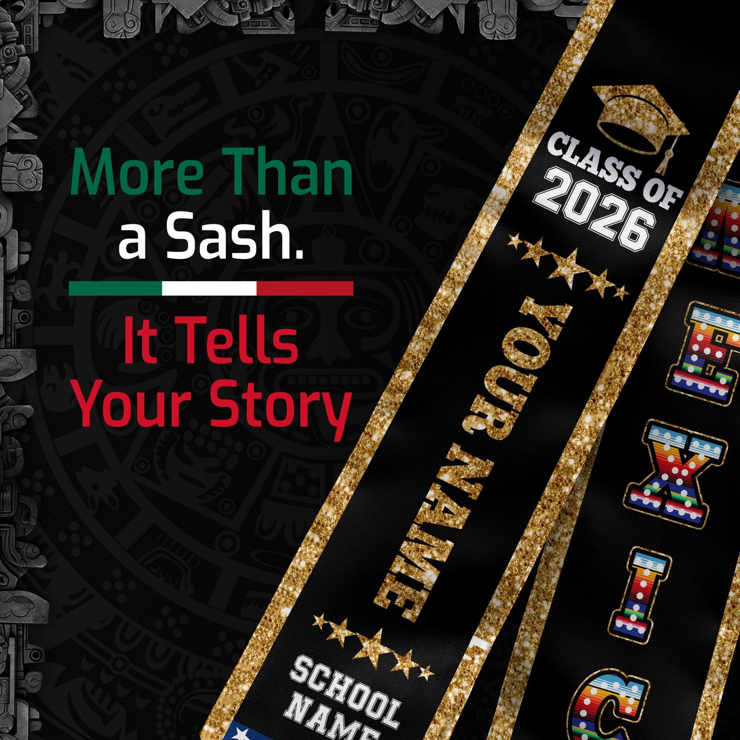 Mexico Graduate Stole 2026, Custom Personalized Sash for Graduation