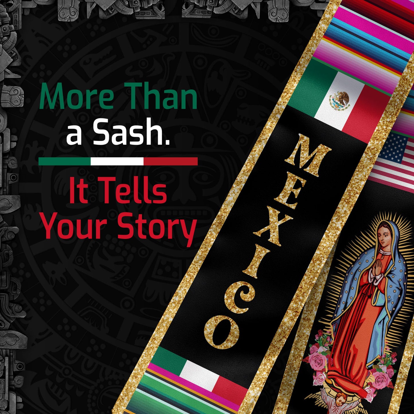 Stole Mexico 2026, Mexican Graduation Sash Premium Quality
