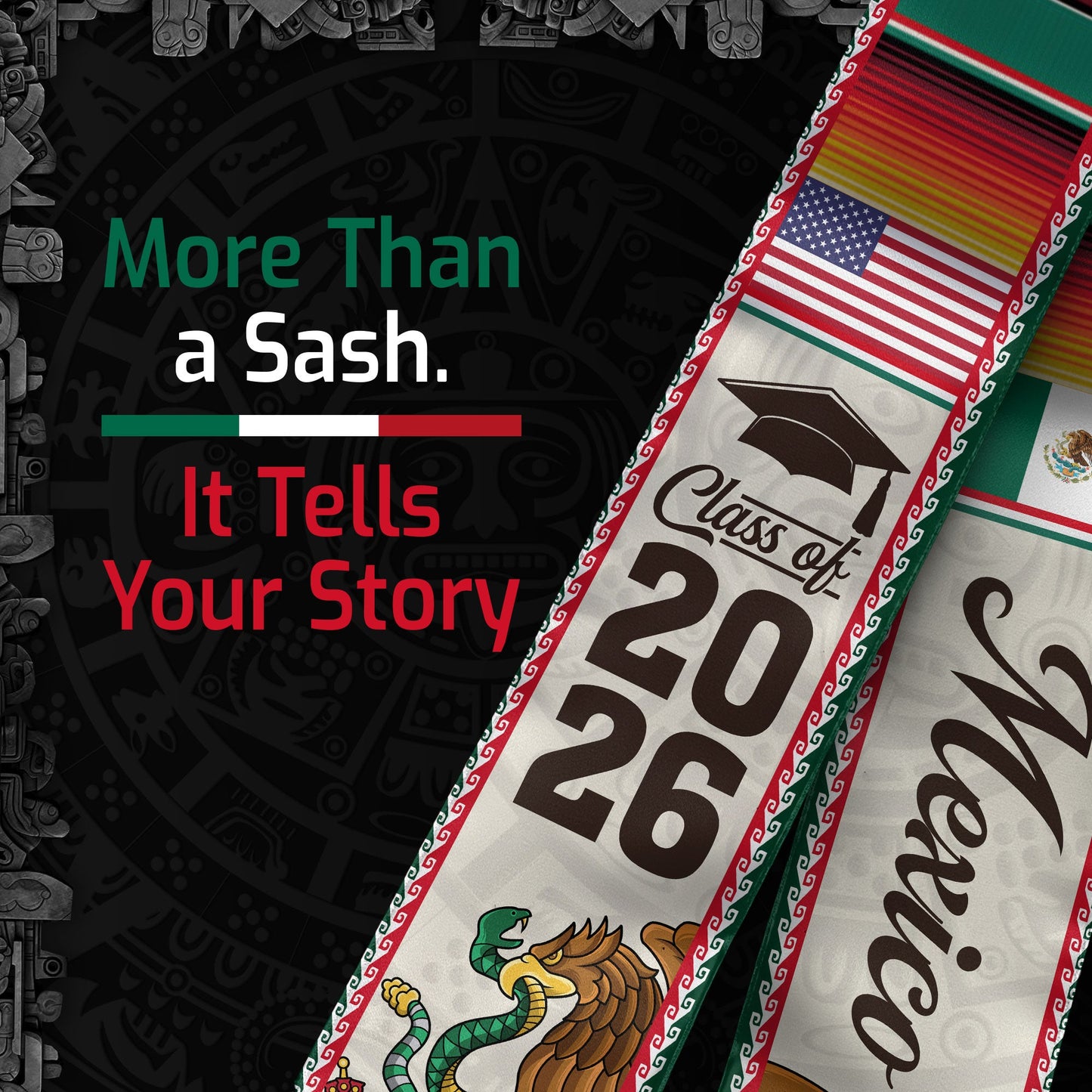 Mexican Sash Stole Mexico 2026, Class of 2026 Senior Stole