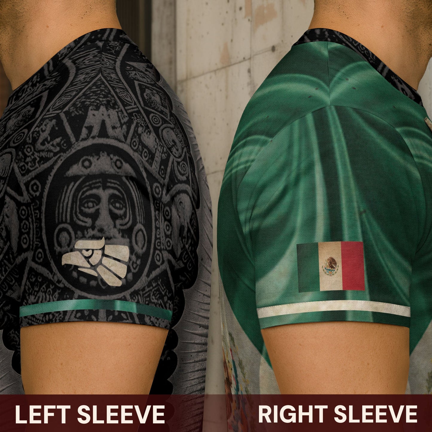 Mexico Heritage Shirt 2-Pack Bundle – Aztec Sun Stone Black Pattern + Guadalupe Floral Flag National Pride