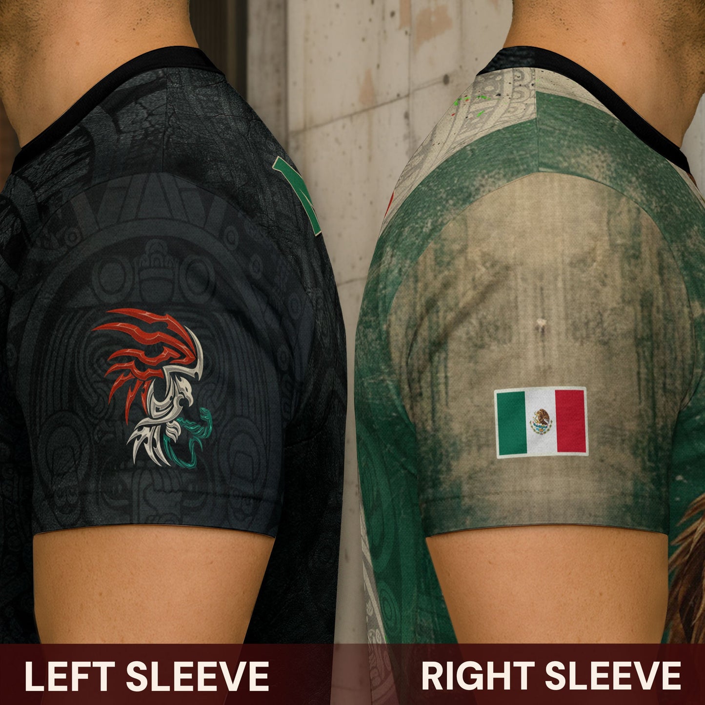 Mexico Flag Eagle Head Aztec Warrior Dark Art Legacy Pride Men's Shirt