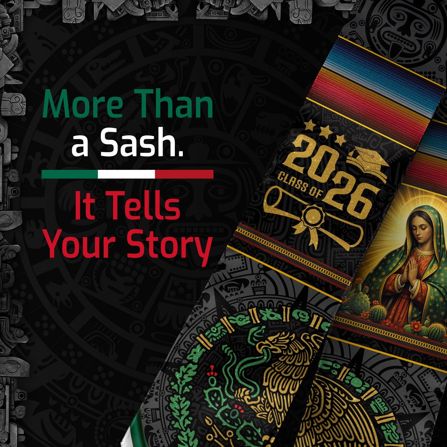 Mexican Graduation Stole 2026, Graduation Sash Mexico, Mexican Flag Graduation Stoles, Mexican Stole for Graduation