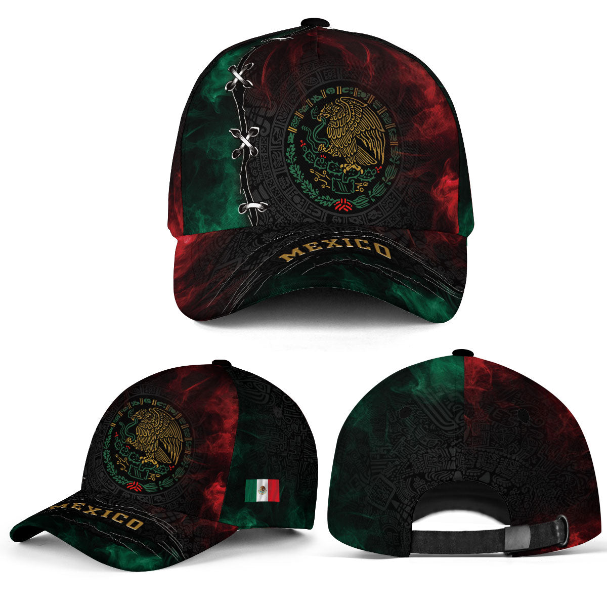 Mexico Aztec Heritage Hat 3-Pack Bundle – Eagle Symbol Calendar + Mexico Flag Eagle Calendar + Warrior Skull Eagle Pride Roots
