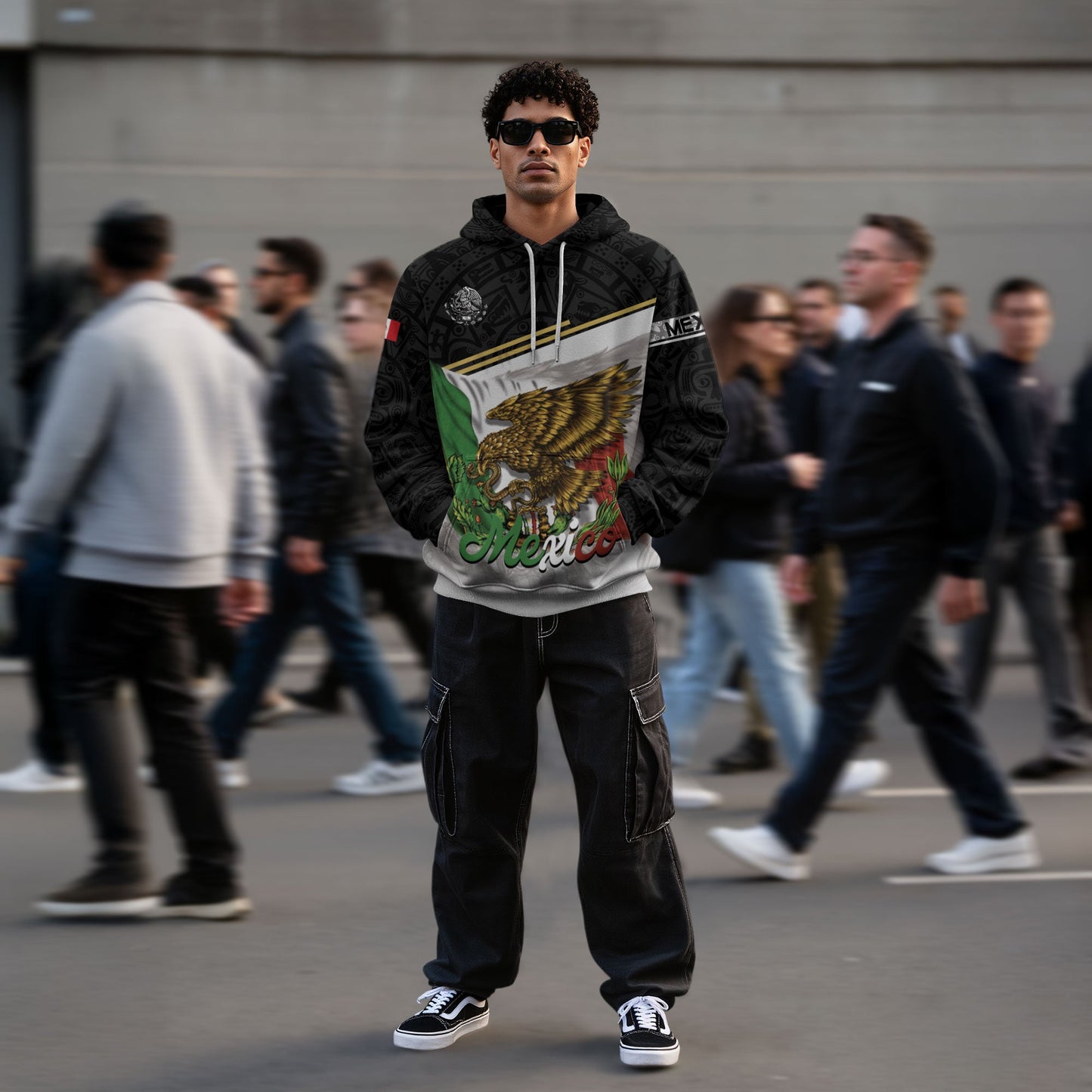 Mexico Eagle Snake Flag Graphic Art Heritage Mens Sudadera De Mexico Hoodie