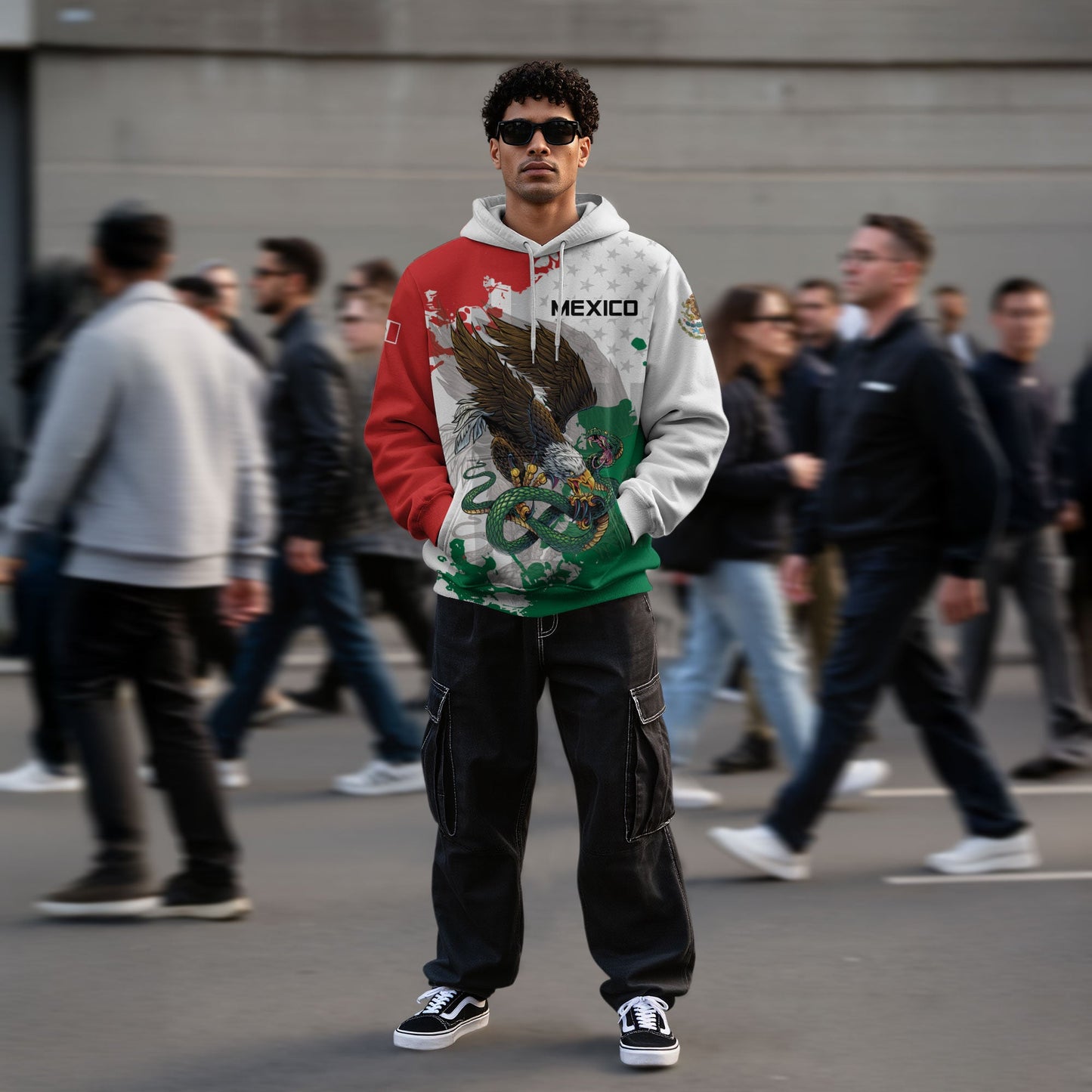 Mexican Eagle Snake Streetwear National Flag Heritage Mens Sudadera Hoodie