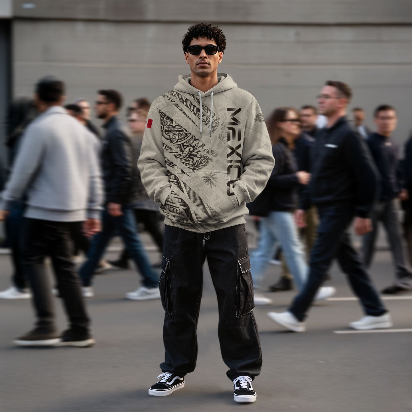 Mexican Aztec Warrior Pyramid Heritage Mens Sudadera De Mexico Logo Hoodie