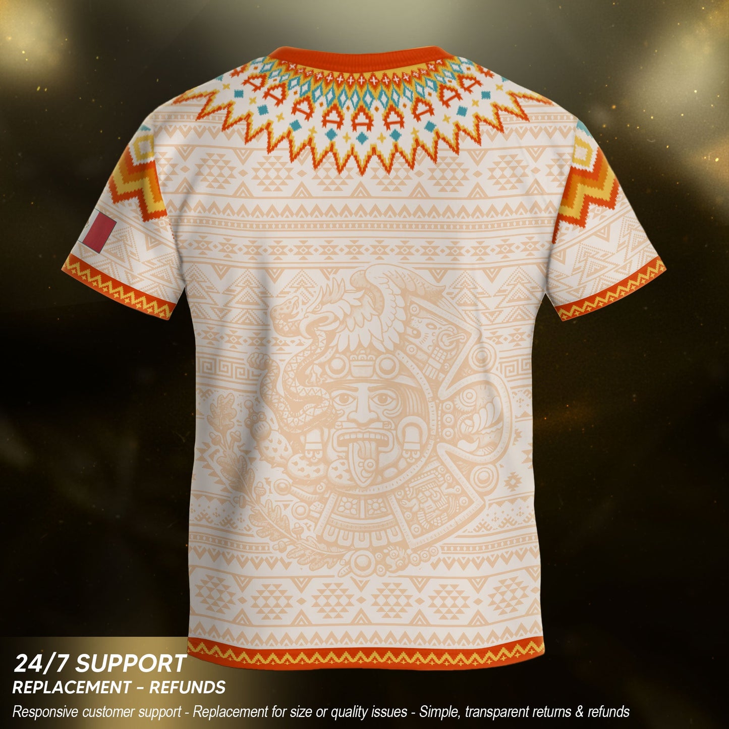 Beige Mexico Soccer Jersey Kids Set Aztec Calendar Mexican Youth Football Shirt Shorts