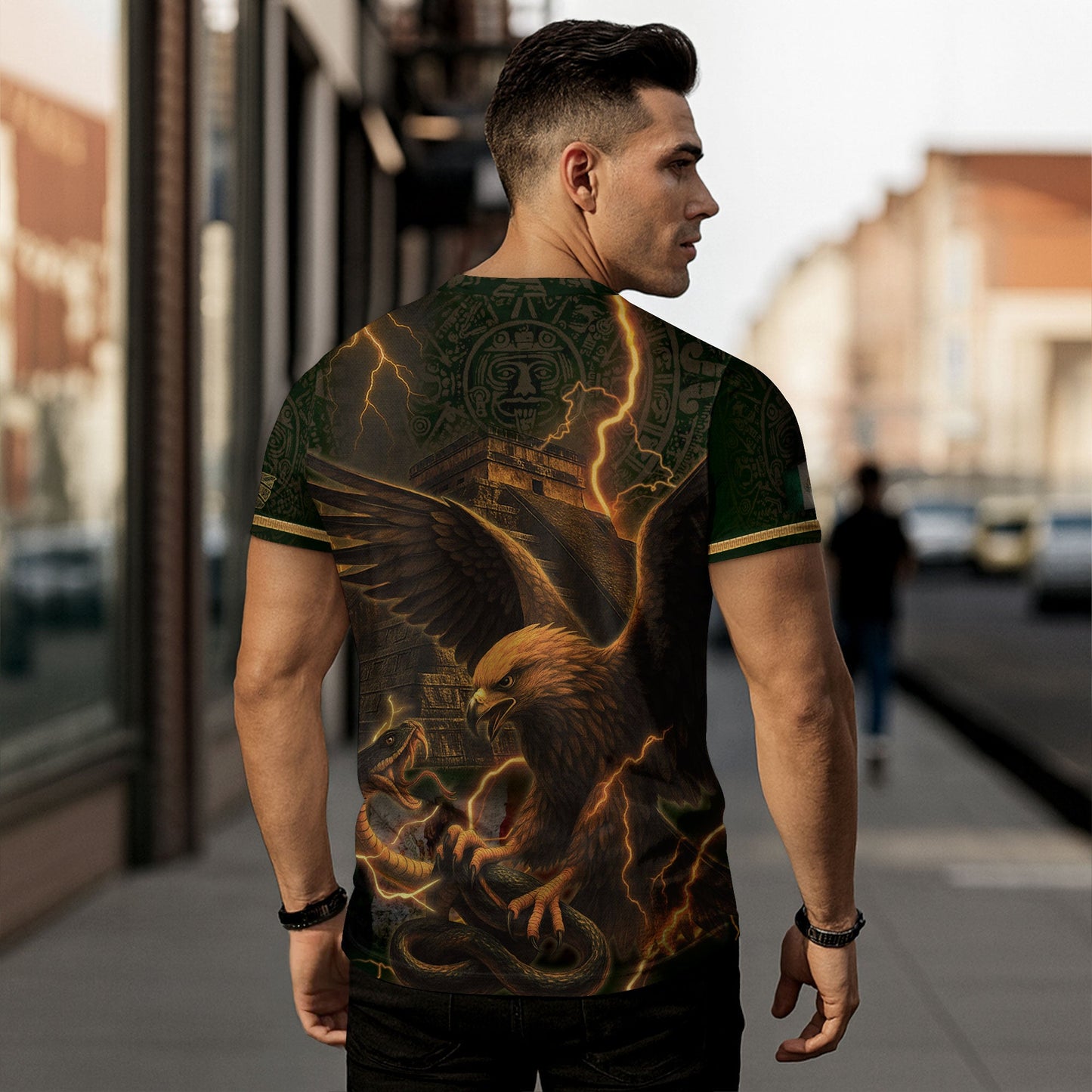 Mexico Eagle Serpent Lightning Aztec Pyramid Heritage Warrior Pride Power Shirt