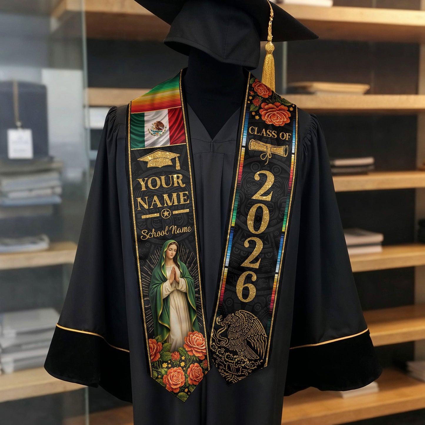 Mexico Graduation Stole 2026 Custom Graduation Sash Personalized Mexican Stoles for Graduation 2026