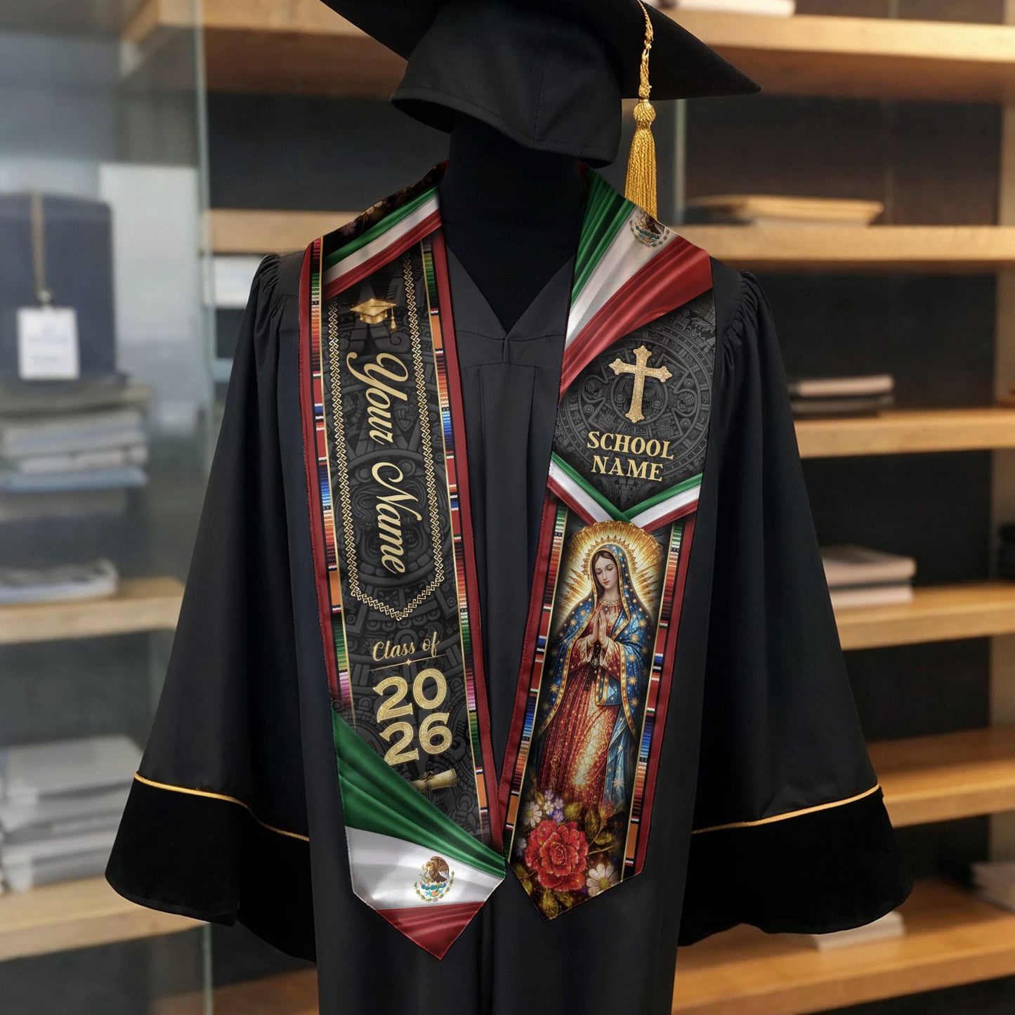 Custom Mexican Graduation Stole 2026 Personalized Mexico Graduation Sash Custom Graduation Stoles
