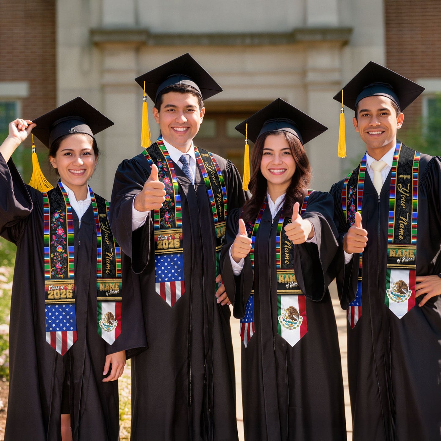 Custom Mexican Stole 2026, Mexico Graduation Sash, Personalized Graduate Gift