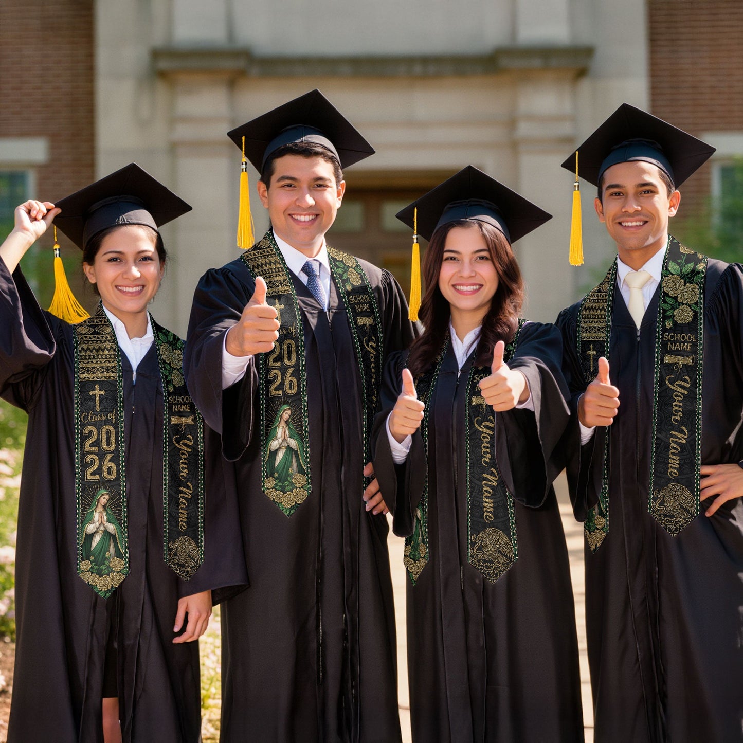 Custom Mexico Graduation Stole 2026 Personalized Mexican Graduation Sash Stoles for Graduation 2026