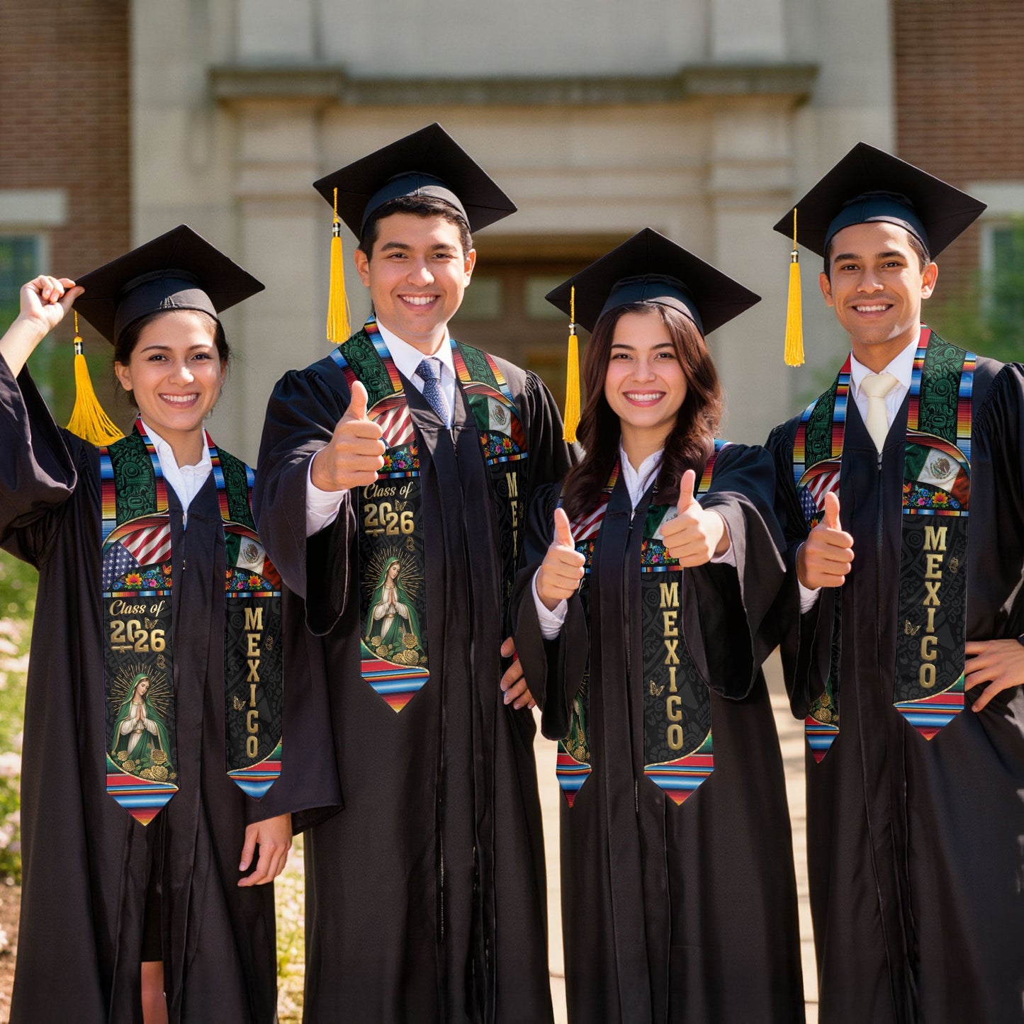 Mexican Graduation Stole 2026, Graduation Sash Mexico, Virgen de Guadalupe Mexican Stole, Mexico Graduation Sash