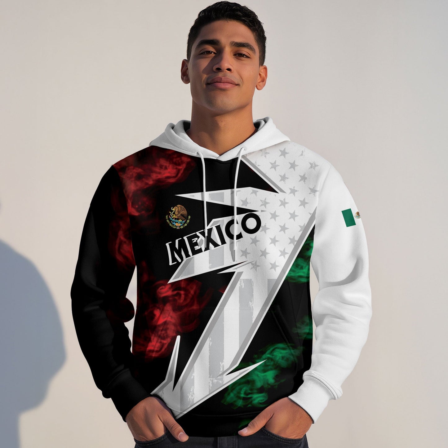 Mexican Black White Lightning Bolt Flag Heritage Mens Sudadera Mexico Hoodie