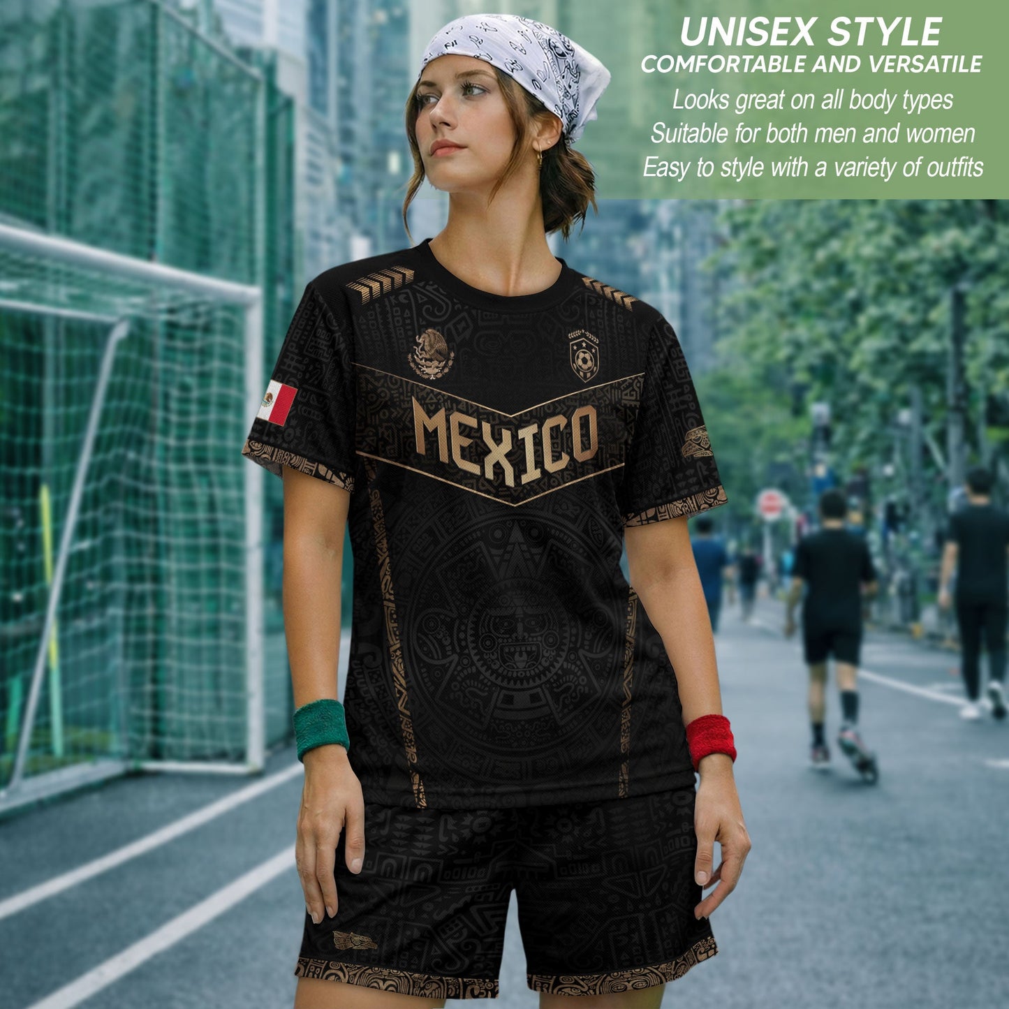 Mexico Heritage Black Gold Vintage Athletic Aztec Calendar Chevron Soccer Jersey