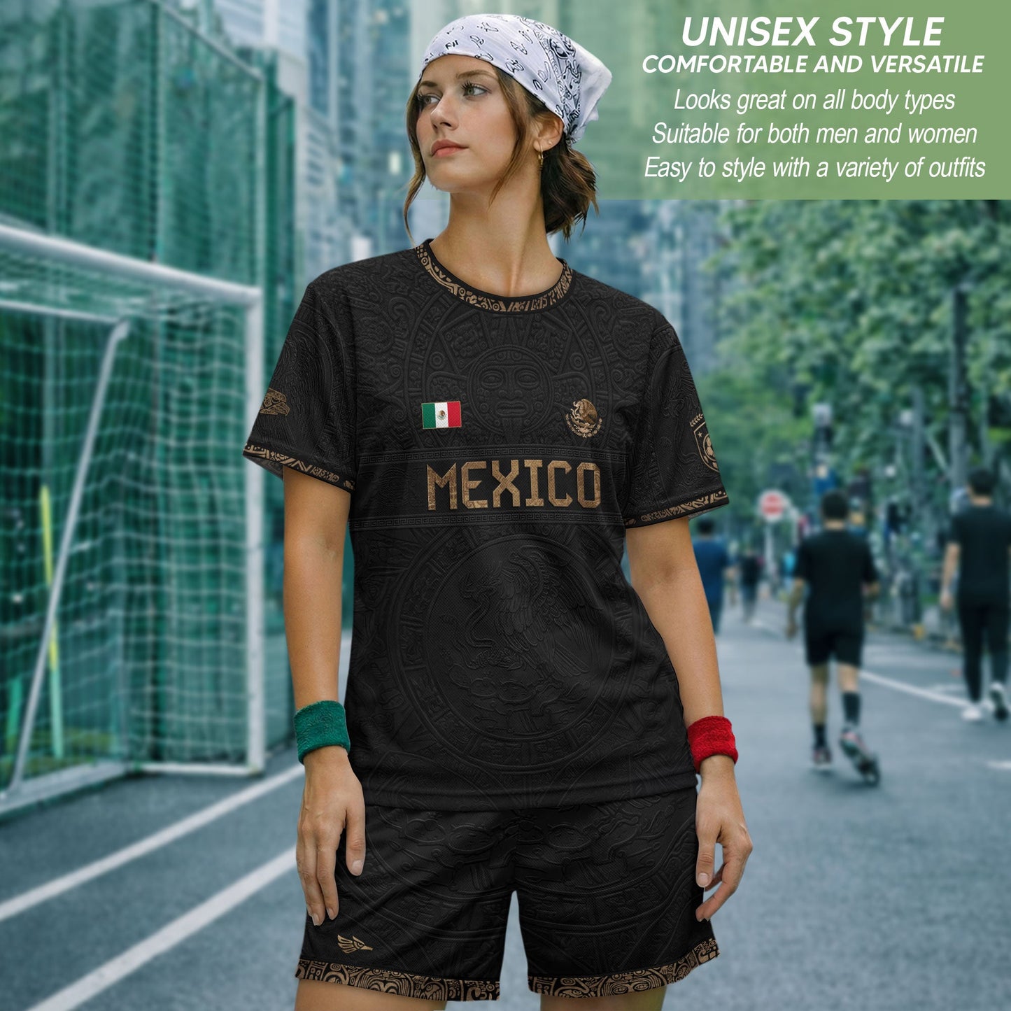 Mexico Heritage Black Bronze Vintage Athletic Aztec Calendar Soccer Jersey