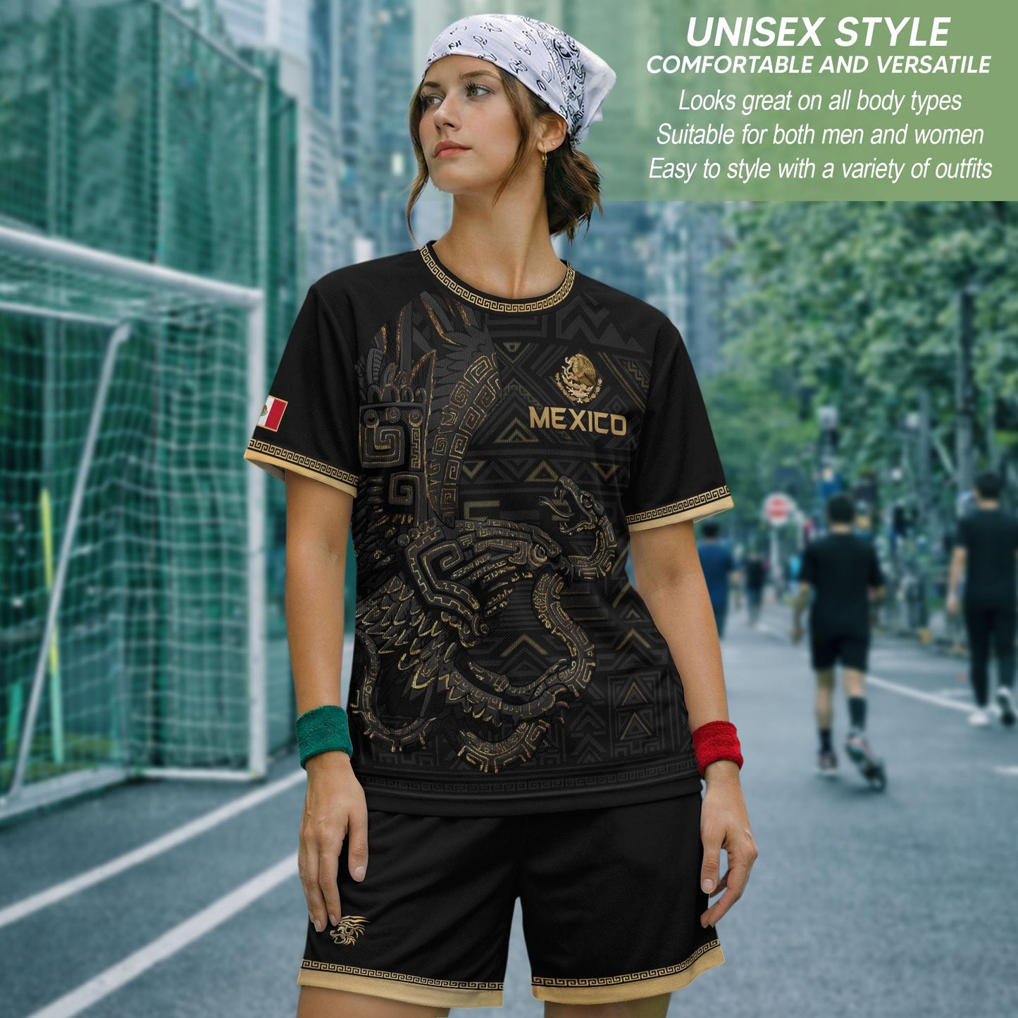 Mexico Heritage Orgullo Mexicano Black Gold Aztec Quetzalcoatl Pyramid Soccer Jersey