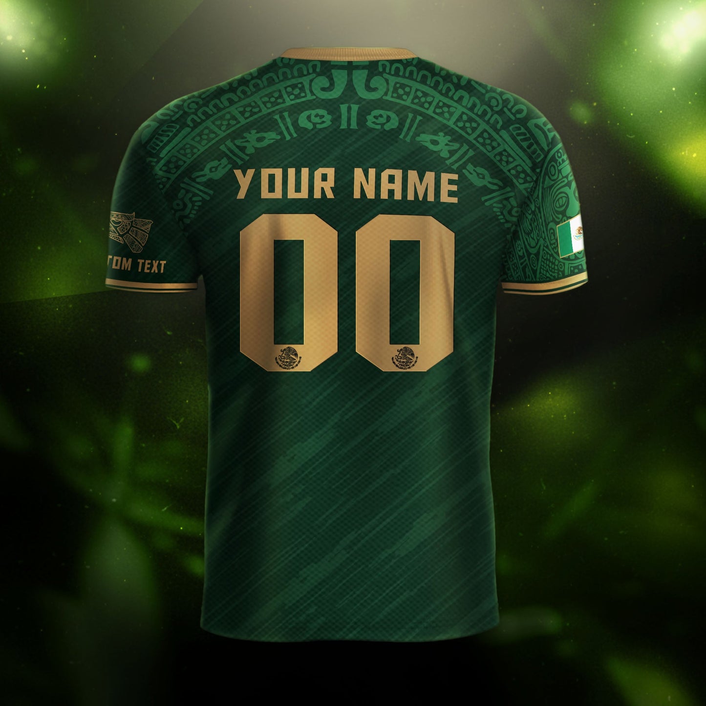 Custom Mexico Soccer Jersey Aztec Calendar Green Edition