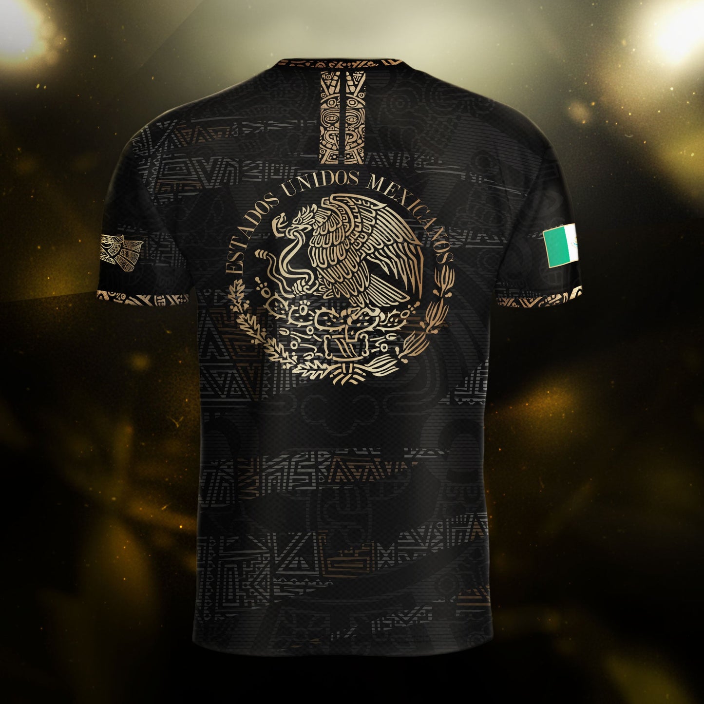 Mexico Black Gold Aztec Heritage Soccer Jersey with Eagle Crest Design Bundle