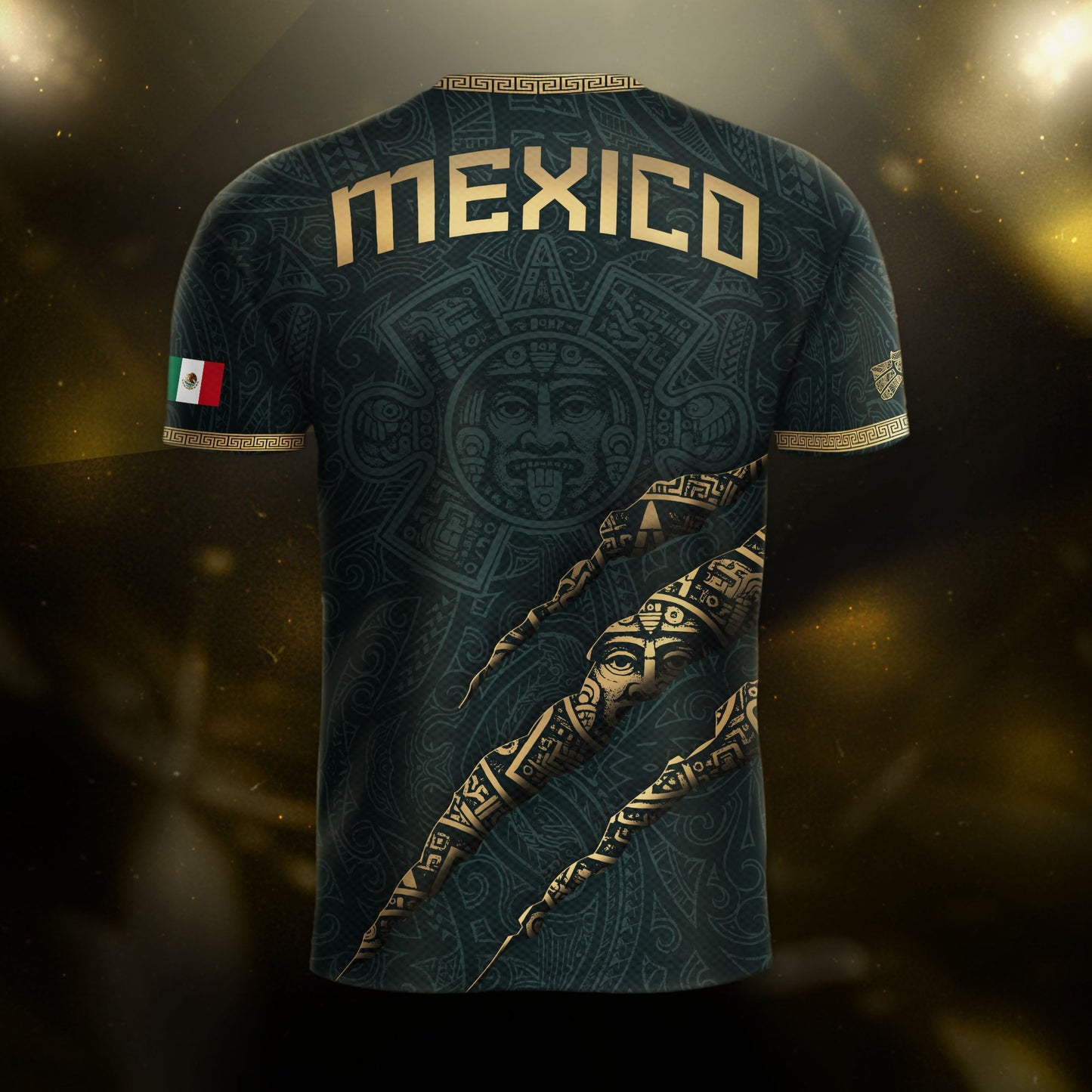 Test - Mexico Soccer Jersey Dark Green Aztec Eagle and Warrior Claw Design (Copy)