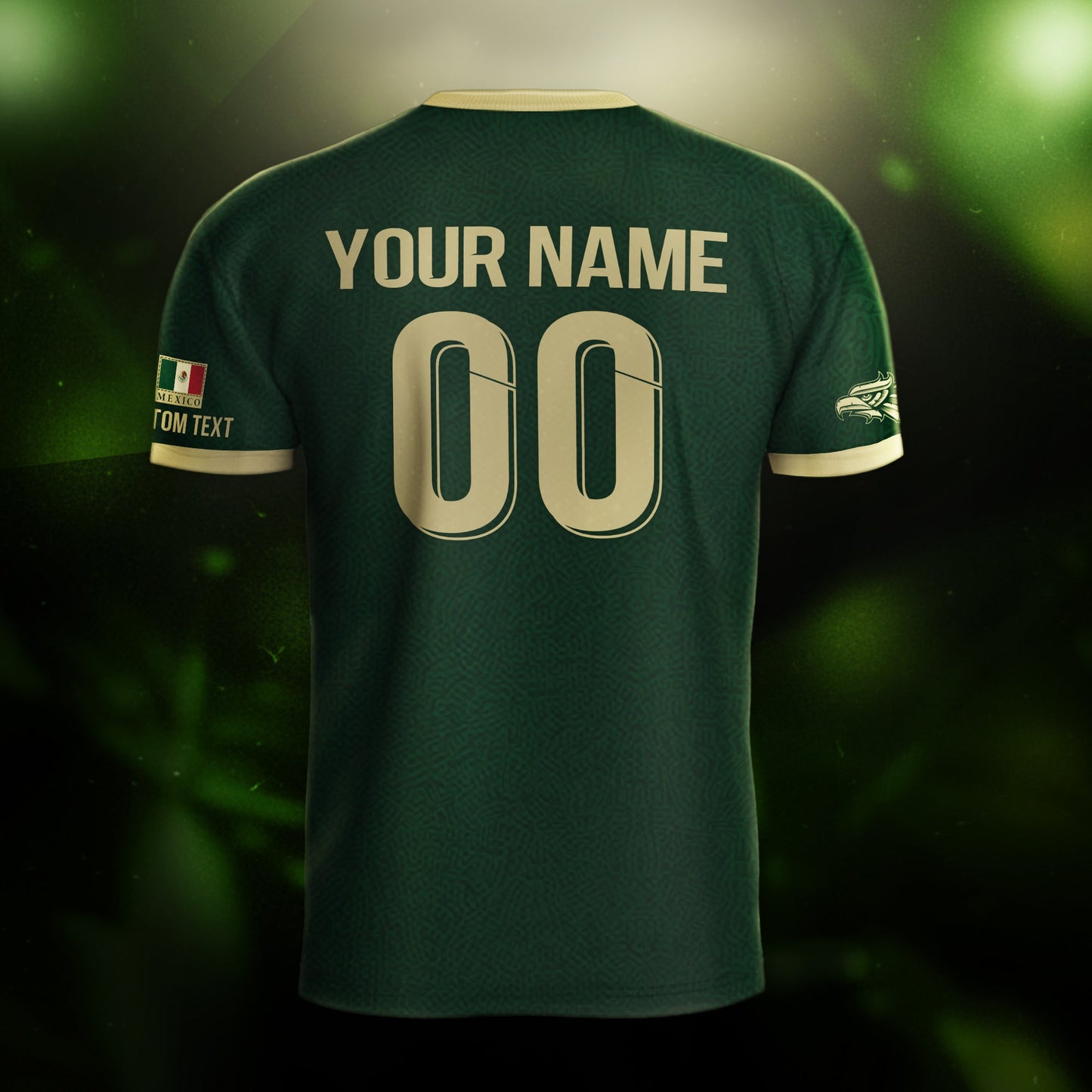 Custom Mexico Jersey Green Gold Our Lady of Guadalupe Design