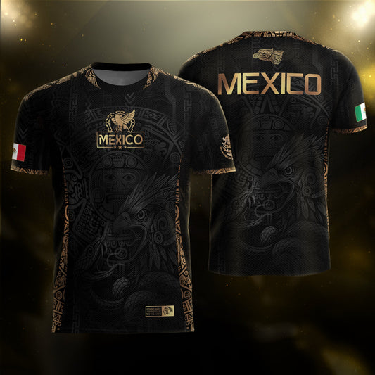 Mexico Black Aztec Sunstone Eagle Heritage Soccer Jersey