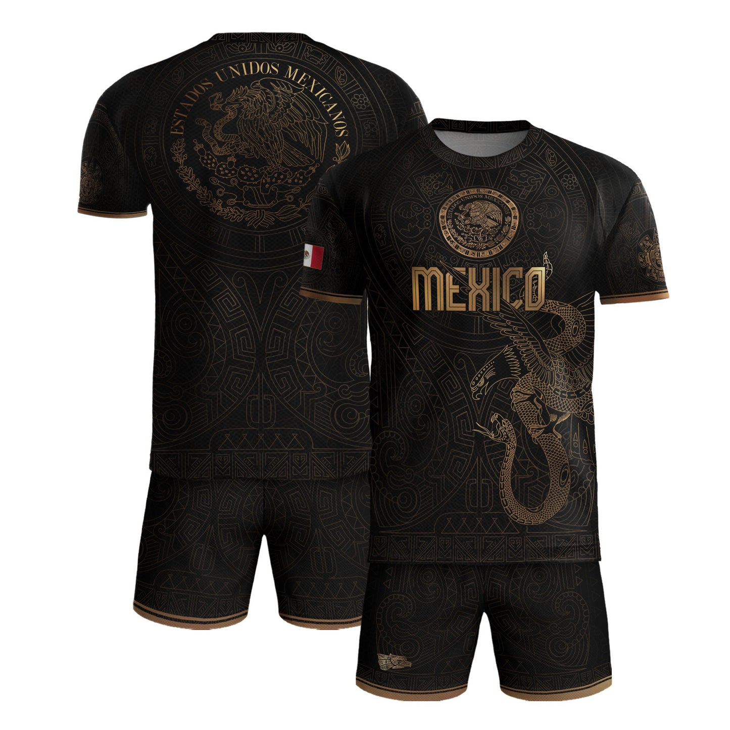 Mexico Black Gold Eagle Snake Heritage Estados Unidos Mexicanos National Soccer Jersey