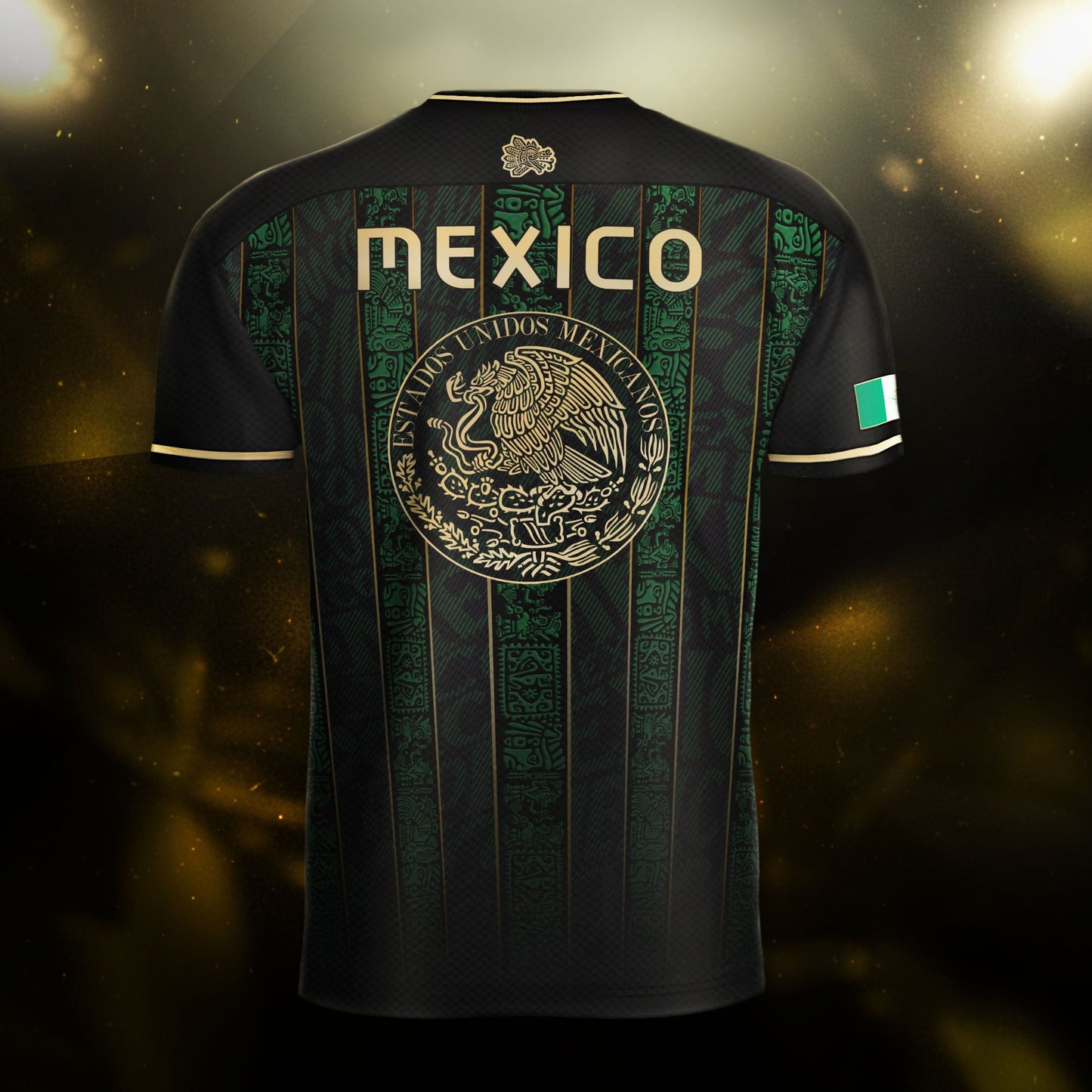 Mexico Green Black Aztec Ancient Heritage National Seal Mens Football Soccer Jersey