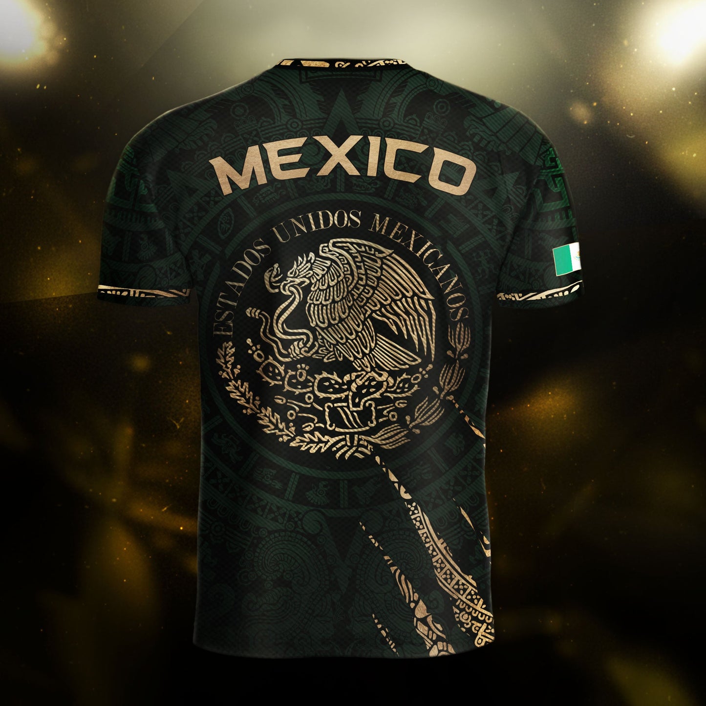 Mexico Green Gold Eagle National Seal Heritage Mens Football Soccer Jersey