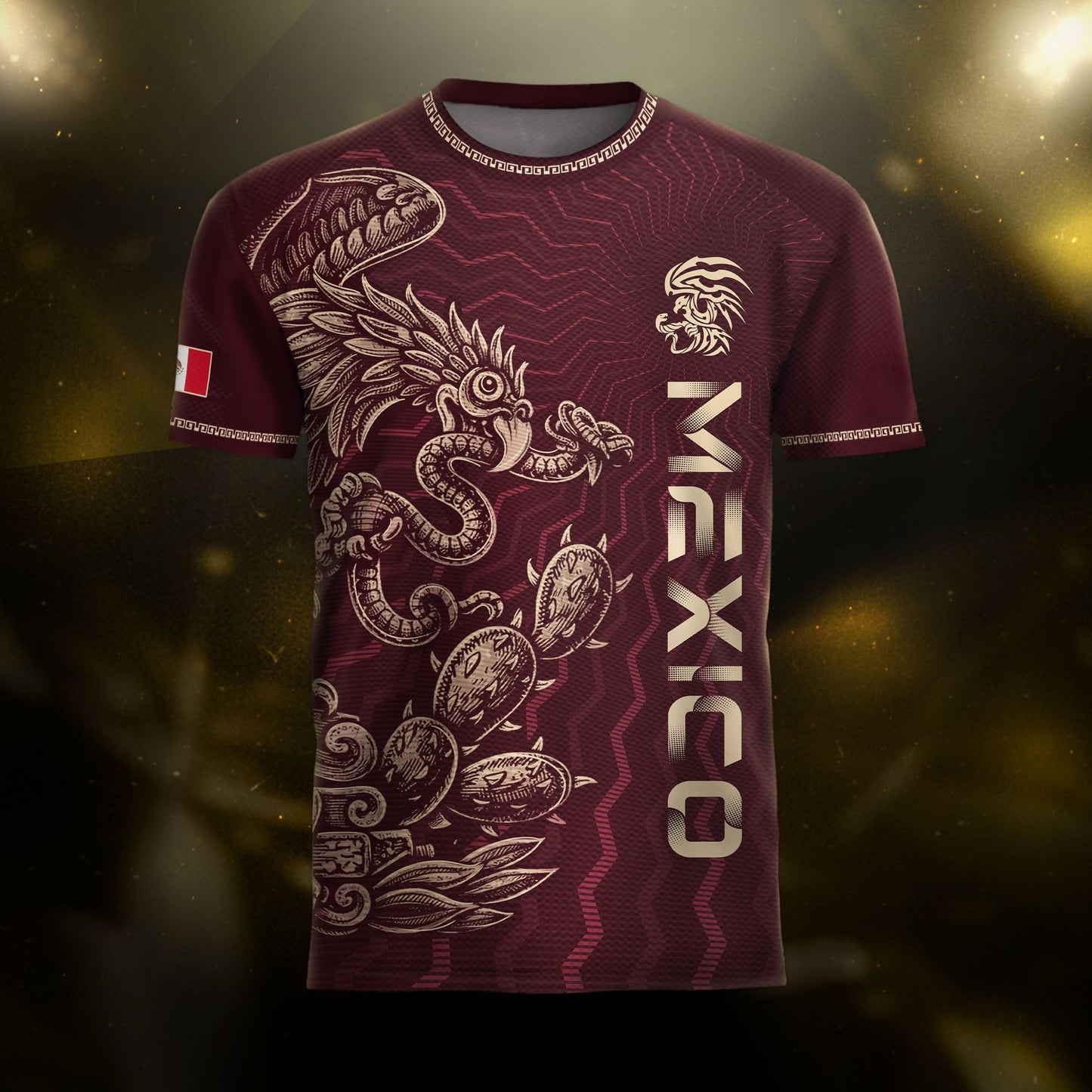 Mexico Maroon Feathered Serpent National Seal Heritage Mens Culture Soccer Jersey