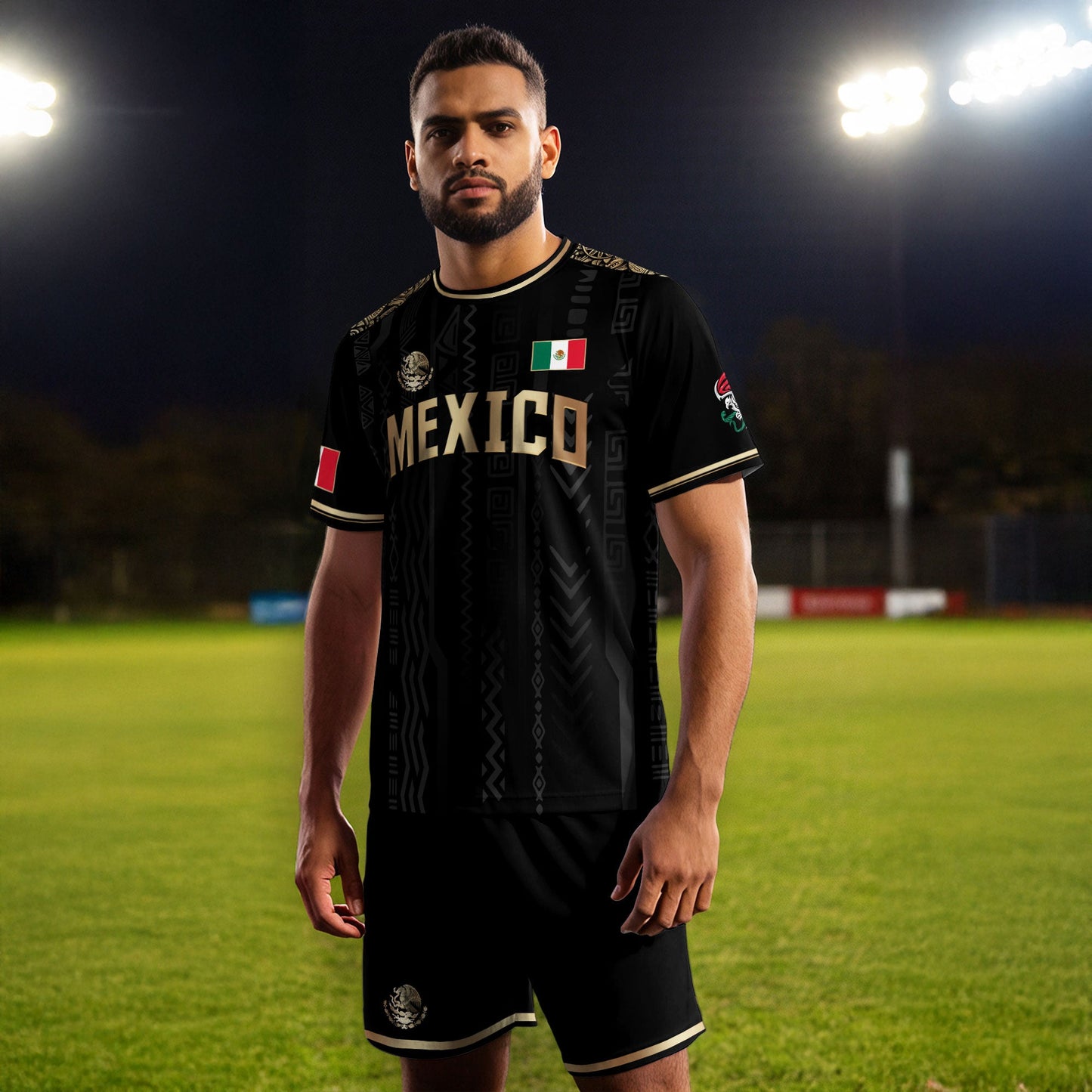 Mexico Black Gold National Emblem Soccer Jersey