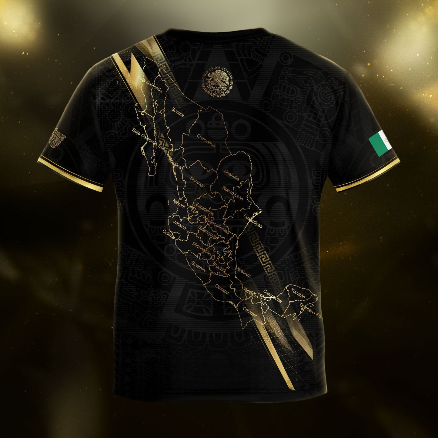 Mexico Map Gold Black Dynamic Design Kids Soccer Soccer Jersey