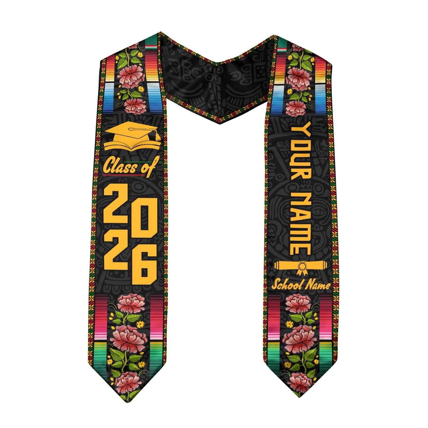 Custom Mexican Graduation Sash 2026 Aztec, Mexico Stole for Graduate Milestone