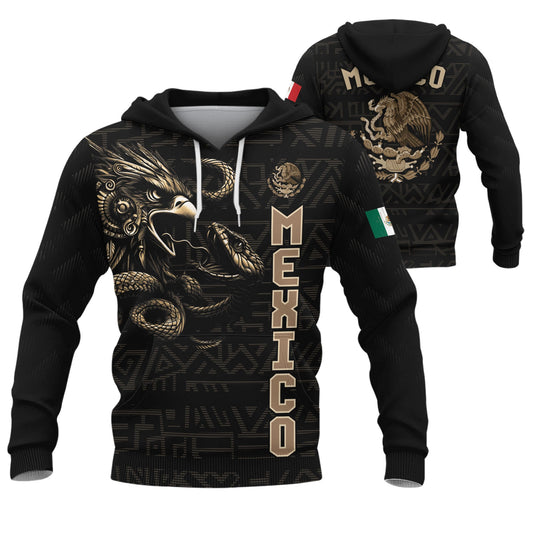 Mexican Aztec Eagle Snake National Flag Heritage Mens Sudadera De Mexico Hoodie