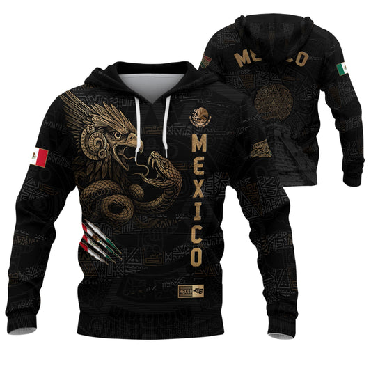 Mexican Gold Eagle Snake National Seal Heritage Mens Sudadera De Mexico Hoodie