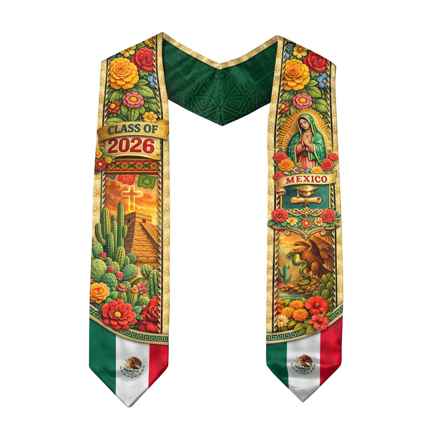 Mexico Graduation Stole Class of 2026 – Virgen Guadalupe Eagle Mexican Sash