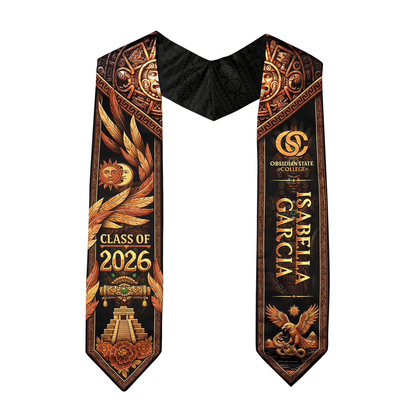 Custom Mexico Graduation Stole 2026 Personalized Name School Logo Aztec Eagle Sash