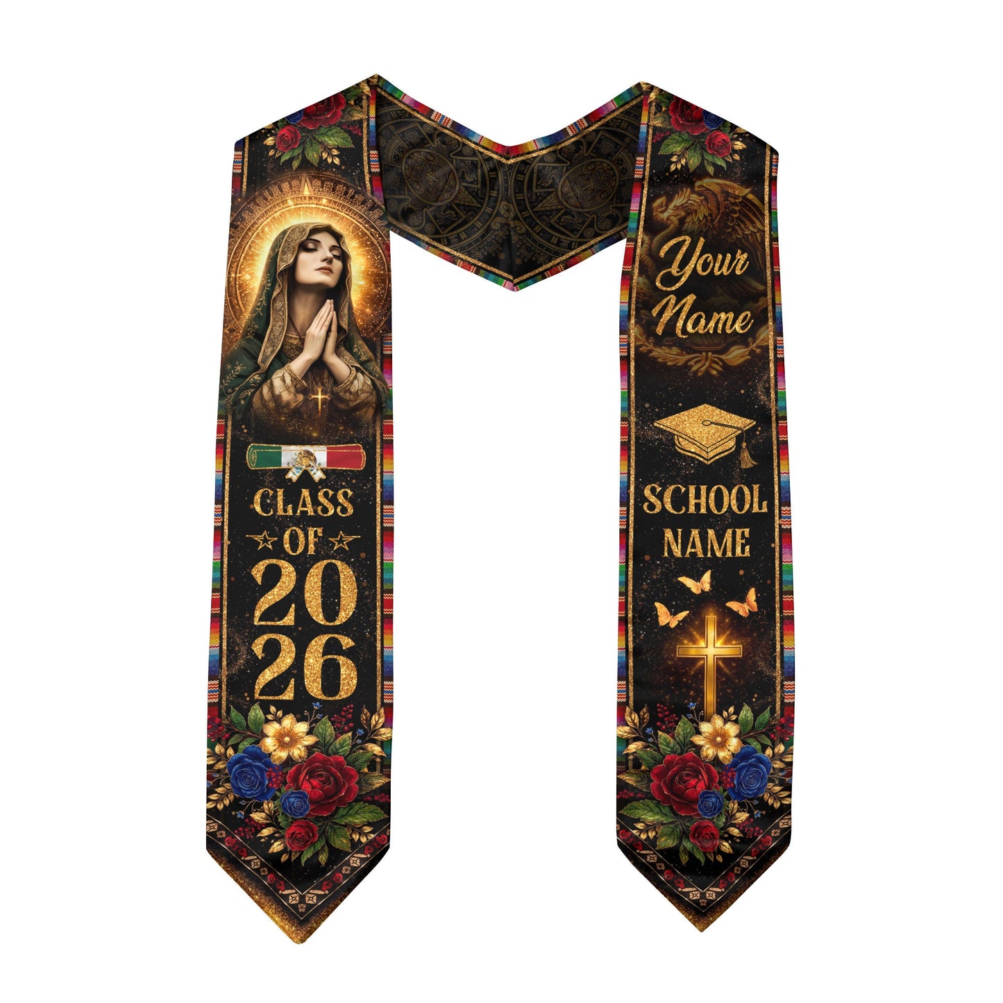 Mexican Graduation Stole 2025 Custom Name Mexico Graduation Sash Personalized