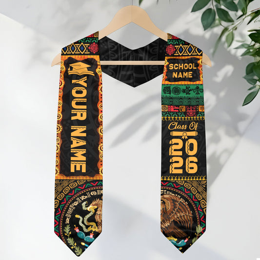 Mexico Aztec Graduate Stole 2026, Custom Mexican Graduation Sash Premium Quality