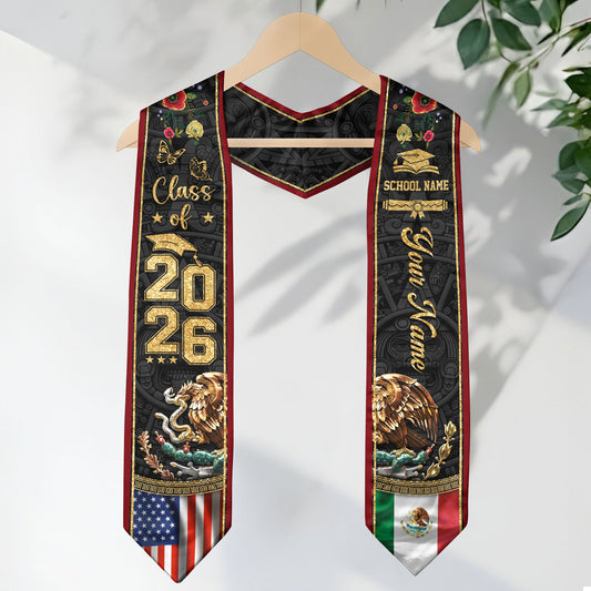 Mexican Graduation Stole 2026 Custom Graduation Sash Mexico, Mexican Flag Graduation Sash